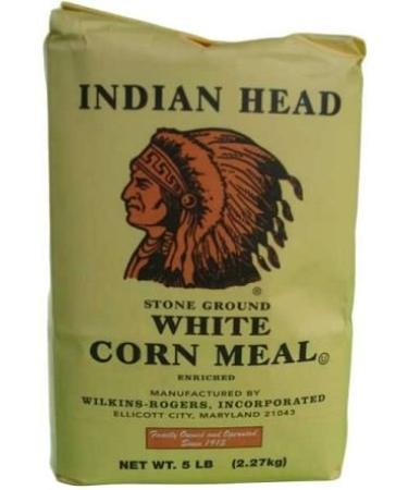 Indian Head Corn Meal Stone Ground White 5lb Bag 5 Pound (Pack of 1)