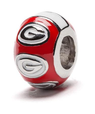 University of Georgia Charm | UGA Red Round Bead Charm | Officially Licensed University of Georgia Jewelry | UGA Charms | Georgia Bulldogs| UGA Jewelry | Georgia Charms | Stainless Steel
