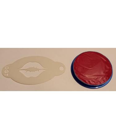 Lips face painting set including 2 stencils & red face paint