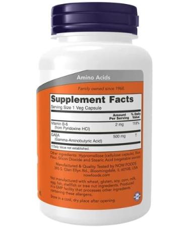 Now Foods GABA 500mg 100 Vegan Capsules Vitamin B6 - Buy Online on GoSupps.com