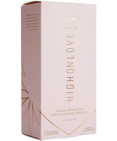 HighOnLove Natural Hemp Oil with Grapeseed & Vitamin E | Skin Care & Relaxation (120 ml) - Strawberries & Champagne - Buy Online on GoSupps.com