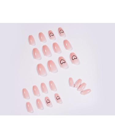 JUSTOTRY 24 Pcs Heart Pink Nude Press on Nails for Women - Funky Ballerina Stick on Acrylic Coffin False Nails with Glue for Nail Art - Buy Online on GoSupps.com