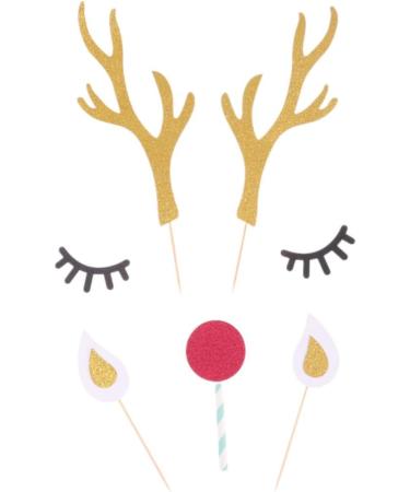 Didiseaon 10 Sets Glitter Outfit Cocktail Garnish Birthday Cake Topper Christmas Reindeer Cupcake Topper Christmas Toppers Antler Flash Plug-in Baking Paper Insert Card Child Top Hat - Buy Online on GoSupps.com
