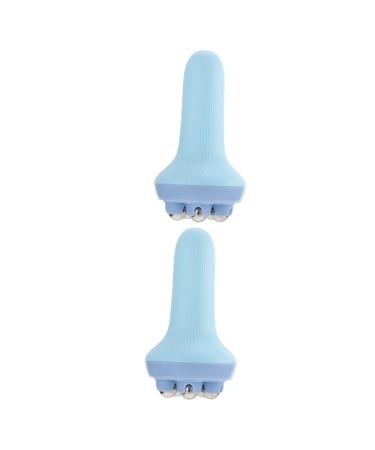 Ultechnovo 2st massage roller ice cream roll Massage hammer for the back percussion massage device Manual muscle roller Hand massage devices with steel balls for body ABS Handy massage stick 14.5x7.5cmx2PCs Blaux2Stk