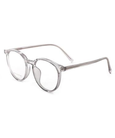 Fuqinqingoz anti-blue light retro reading glasses round glare-free computer reader HD flat light mirror presbyopia glasses (color: gray size: +250) +250 gray
