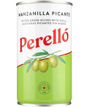Perello Manzanilla Pitted Olives 150g - Pack of 2 | Spanish Green Olives | Gourmet Snack | Ready-to-Eat | Ideal for Mediterranean Cuisine - Buy Online on GoSupps.com