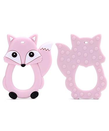 2pcs Cartoon Fox Teething Ring Set | Silicone Pacifier & Dummy for Infants | Safe Teething Toy Pendant - International Shipping Available - Buy Online on GoSupps.com