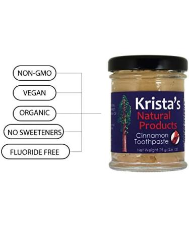 Organic Cinnamon Toothpaste - Krista's Natural Products | 75g (2.6oz) | Fluoride-Free Natural Ingredients Fresh Breath - Buy Online on GoSupps.com