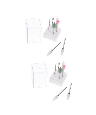 FRCOLOR 2 Sets Nail Clipper Grinding Head Nail Files for Gel Nails Nail Art Drill Kit Electric File for Nails Manicure Grinding Heads Carbide Drill Bit Ceramic Exfoliating Rubber Supplies