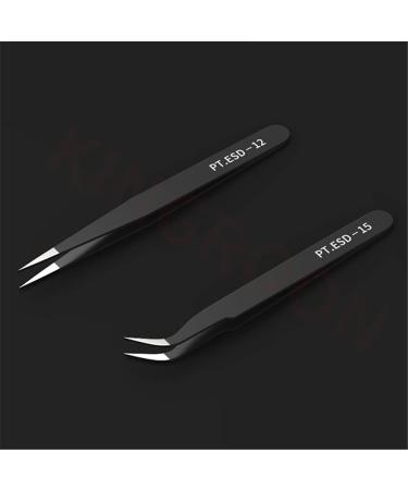 2 Pcs Black Nail Art Tweezers for Rhinestone, Sticker, Decal, Eyelash Extension, and Nail Foil - Precision Nail Decor Tool - Buy Online on GoSupps.com