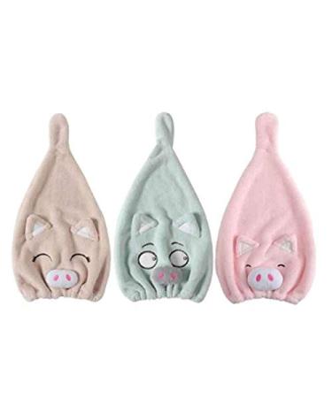 Cute Cartoon Pig Hair Turban Cap | Quick-Dry Microfiber Shower Bonnet for Girls | JoJo's Bizarre Adventure Black Edition - Buy Online on GoSupps.com