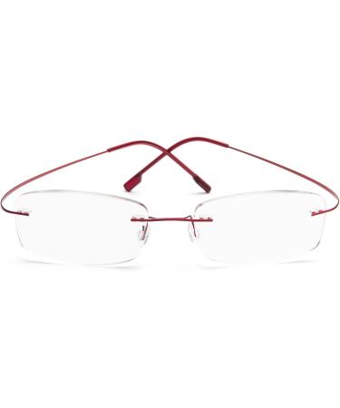 Super Light Titanium Rimless Reading Glasses for Men & Women | Red +1.50 | International Shipping Available - Buy Online on GoSupps.com