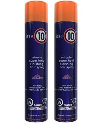 It's a 10 Miracle Super Hold Finishing Hair Spray Plus Keratin 10 Ounce (Pack of 2) Natural 10 Ounce (Pack of 2)