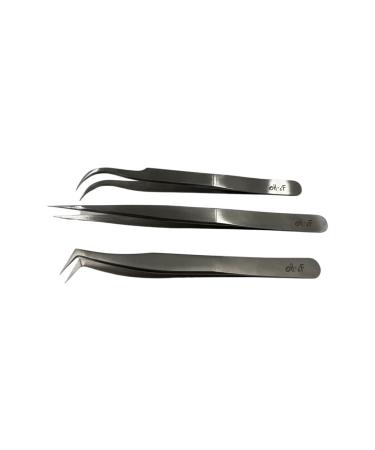 3 Pack Stainless Steel Professional Precision Tweezers Fine/Sharp Point For Women and Men- Lash Tweezers-Ingrown Hair-Extractor-Nail Art