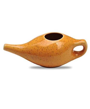 Ancient Impex Ceramic Neti Pot for Nasal Cleansing with 5 Sachets of Neti Salt | Compact and Travel-Friendly Design | Natural Remedy for Infection Sinus and Congestion (Freckle Orange)