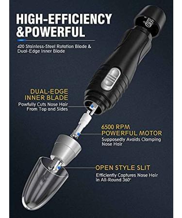Nose Hair Trimmer & Ear Clipper Cordless Tool with IPX7 Waterproof | Facial Hair Scissor for Men and Women - Black - Buy Online on GoSupps.com