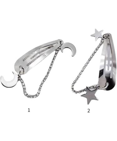 hgnxa Sparkling Silver Hair Clip Moon and Star Charm Hairpin for Women Harajuku Style Fringe Chain Hair Barrette Cute - Buy Online on GoSupps.com