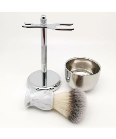 GHQyp Men's Synthetic Shaving Brush Set with Bowl Holder | Perfect Razor-Cream Shaving Brush | 2.9x6 Inches Silver - Buy Online on GoSupps.com