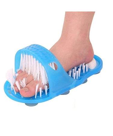 Ddfly Bathroom Shower Foot Scrubber Feet Peeling Cleaner Bristle Slipper No Bending Foot Massager Stick with Suction Cup - 1 Pack