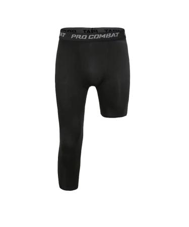 Jonscart Men's 3/4 One Leg Compression Capri Tights Pants Athletic Base Layer Underwear Black-r Small