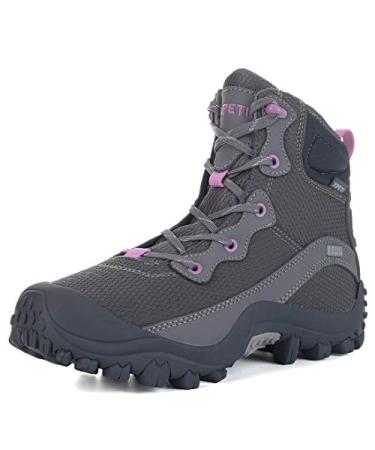 Skenary Women's Dimo Hiking Boots, Mid Waterproof Walking Shoes 9 Grey