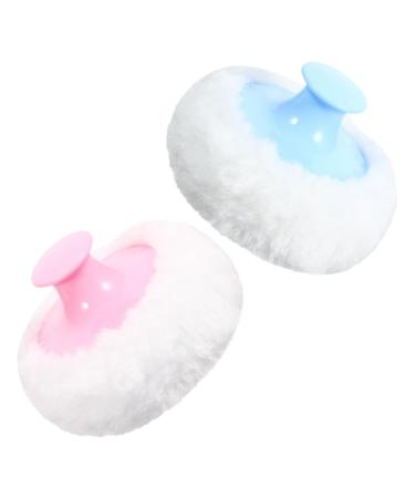 GALPADA Lot de 2 Houppettes pour B b 8 CM Ultra Douces et Moelleuses Applicateurs R utilisables Poudre ponge Maquillage pour Soins du Corps Couleurs Bleu Clair et Rose P le