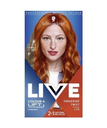 Schwarzkopf LIVE Colour + Lift Long-Lasting Permanent Copper Hair Dye Lightens Up To 3 Levels Tangerine Twist L74