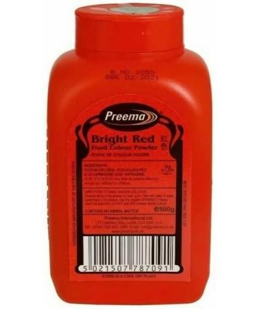 Preema | Bright Red | Food Colour Powder | (2X500g) Pack | Create Color full Cake & Icing
