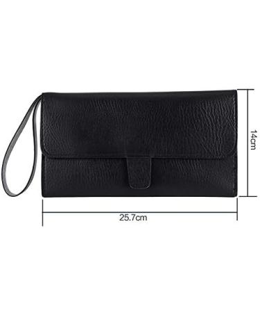 Foldable PU Leather Scissor Bag - Barber Hairdressing Tool Pouch Case in Black - Buy Online on GoSupps.com