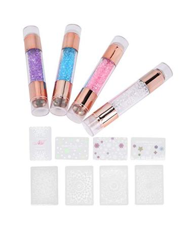 4 Nail Art Stamper Sets - Double Ended Silicone Stamps & Nail Seal Plates for Home Manicure | Perfect for Nail Studios - Buy Online on GoSupps.com