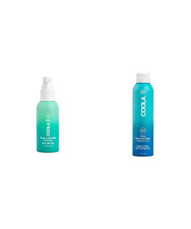 COOLA Organic Sunscreen Bundle: SPF 30 Scalp & Hair Mist (2 Fl Oz) + SPF 50 Body Spray (6 Fl Oz) Vegan & Gluten Free