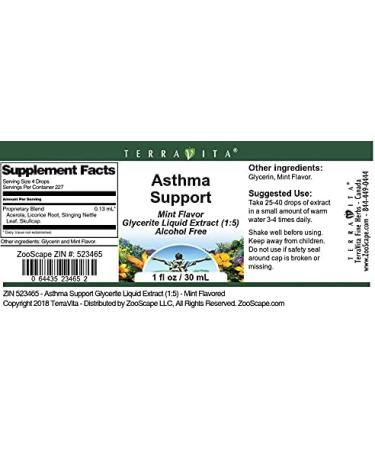 TerraVita Asthma Support Glycerite Liquid Extract (1 oz) - Mint Flavored | ZIN 523465 - Buy Online on GoSupps.com