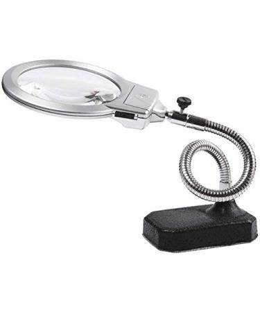 Magnifying Glasses Educational Hobby Magnifiers Desktop Magnifying Glass with Led Light 10 20 Times Hd Reading for The Elderly Metal Base Silver Comfortable Anniversary