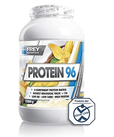 Frey Nutrition protein 96 (banana 2300 g) ideal for carbohydrate reduced diet phases and as a snack - high case component - low carb - made in Germany banana 2.3 kg (1 Pack)