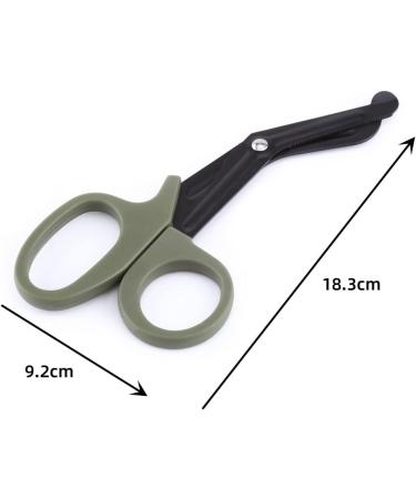7-Inch Stainless Steel Nurse Scissors | Army Green First Aid Scissors for Cutting Nylon & Ropes | Durable 18.3 x 9.2 cm Association Scissors - Buy Online on GoSupps.com