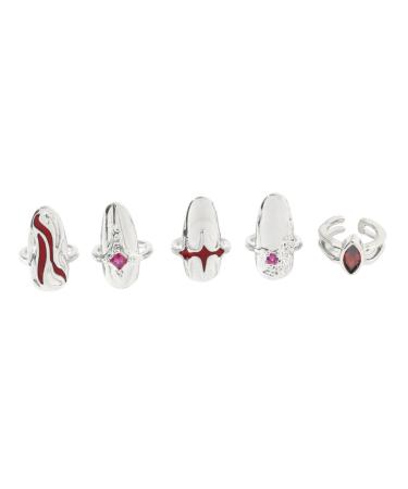Ipetboom 1 Set Nail Ring Nail Decorations Womans Rings Red Suits Red Jewelry Jewels for Nails Ring for Women Finger Rings Women Ring Nail Jewels Girl Miss Zinc Alloy White