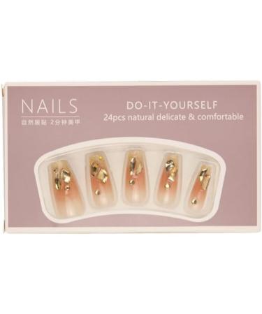 24Pcs/Set Press On Nails Long Champagne Gold Crushed Diamond False Nails Acrylic Fake Nails Full Cover Nails Tips Artificial Finger Manicure Press on nails for Women and Girls - Buy Online on GoSupps.com