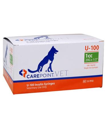 CarePoint Vet U-100 Insulin Syringe 1cc  29G x 1/2  100/Box 12-7910