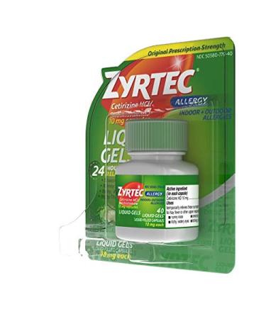 Zyrtec 24 Hour All-Day Allergy Relief Liquid Gels - 40ct x 2 Pack | Cetirizine Antihistamine Capsules for Indoor & Outdoor Allergies - Buy Online on GoSupps.com