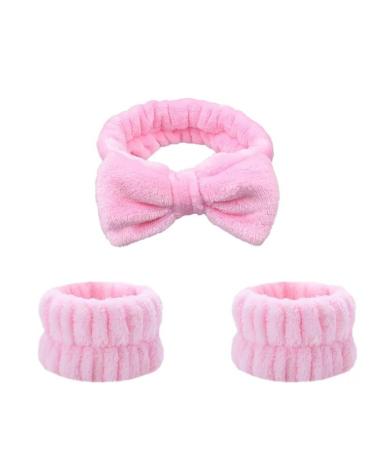 Wrist Bands Solid Colour Water Absorbent Sweat Wrist Bands Pack Of 6 For Women 2PinkBows+4PinkWristGuards