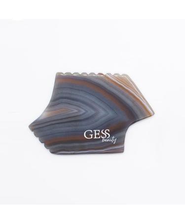 GESS Liyan Agate Gua Sha Facial Tool | 6-Edge Spa Massage Stone for Face Neck & Body | Natural Agate for Fine Lines & Muscle Relaxation - Buy Online on GoSupps.com