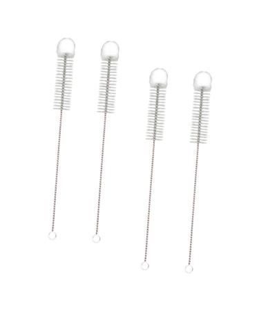 Solustre 4 pieces of nylon cleaning brush drinking-made cleaner reusable straw cleaner for small tubes pipe cleaner made of nylon test tube brush white metal stainless steel