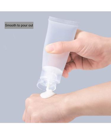 12 Refillable Transparent Plastic Cosmetic Tubes - Soft Squeeze Travel Containers with Hinged Lid for Shampoo Shower Gel & Body Lotion - Buy Online on GoSupps.com