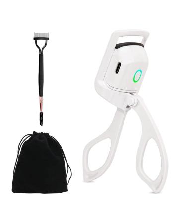 Heated Eyelash Curler with Eyelash Brush and Velvet Carry Bag Eyelash Curler with Comb Eyelash Curler Heated Eyelash Curler Heated Lash Curler Electric Eyelash Curler White