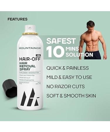 MOUNT_AINOR Hair Removal Cream Spray for Men - Painless & Natural Hair Removal for Chest Back Arms Legs & Underarms - 200ml Certified & Dermatologically Tested - Buy Online on GoSupps.com