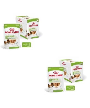 ROYAL CANIN X-Small Adult | Double Pack | 2 x 12 x 85 g | Wet Food for Adult and Very Small Dogs | From 10 Months | with Chunks in Sauce | in sachets