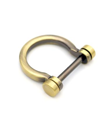 CRAFTMEMORE D-Rings Screw in Shackle Horseshoe U Shape D Ring DIY Leather Craft Key Holder Purse Accessories for 3/4 Inch Strap 4 pcs (Brushed Brass)