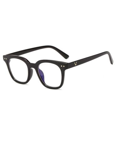 PARWANA Stylish Reading Glasses Anti Eyestrain Blue Light Blocking Computer Readers Eyewear Flat Light Mirror for Women/Men +100 Black