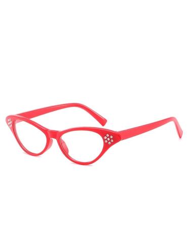 PARWANA Anti UV Reading Glasses Blue Light Blocking Large Cat-Eye Computer Readers Eyeglasses Flat Light Mirror Lightweight +100 Red