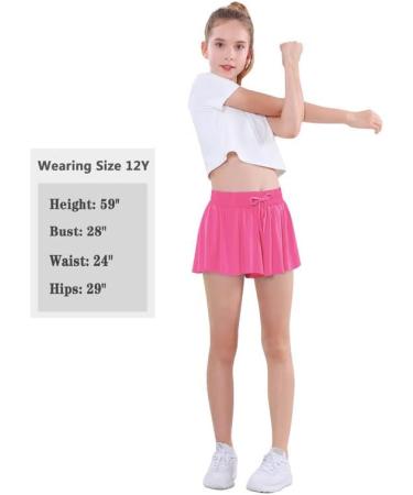 Girls 2 in 1 Flowy Athletic Shorts with Pockets - Rose Red, Size 8 Years - Buy Online on GoSupps.com